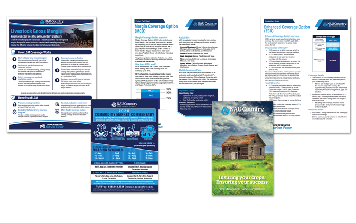 Same of NAU Country Marketing materials spread out so they can be seen.